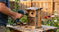 Gardener Uses An Extra Fence Board To Build A Home For Backyard Bees