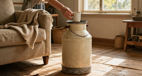 She Turns A Vintage Milk Jug Into A Side Table That Adds Rustic Charm