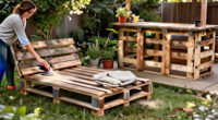 Woman Upcycles Old Wood Pallets Into A Backyard Showpiece With An Impressive DIY